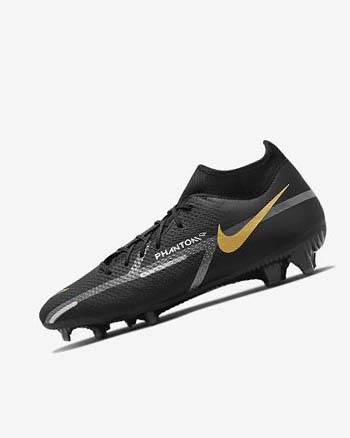 Botas de Futbol Nike Phantom GT2 Academy Dynamic Fit MG Mujer Negras Metal Doradas Gris Oscuro Metal Gris Oscuro | CO2307