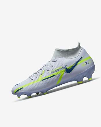 Botas de Futbol Nike Phantom GT2 Academy Dynamic Fit MG Mujer Gris Azules Claro Azules Oscuro | CO5168