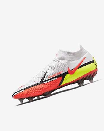 Botas de Futbol Nike Phantom GT2 Dynamic Fit Elite FG Mujer Blancas Rojas Claro | CO3020