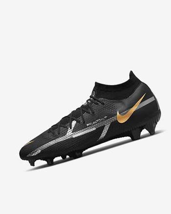 Botas de Futbol Nike Phantom GT2 Pro Dynamic Fit FG Hombre Negras Metal Doradas Metal Plateadas Metal Gris Oscuro | CO4667