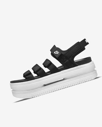 Sandalias Nike Icon Classic Mujer Negras Blancas Blancas | CO2303
