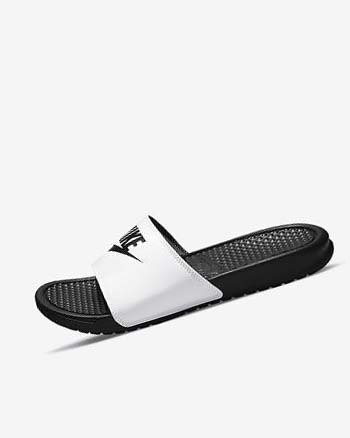 Sandalias de Diapositivas Nike Benassi JDI Hombre Blancas Negras Negras | CO4726