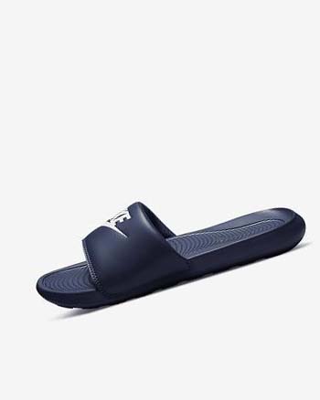 Sandalias de Diapositivas Nike Victori One Hombre Azul Marino Blancas | CO5472