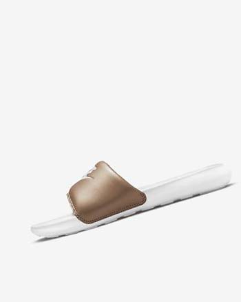 Sandalias de Diapositivas Nike Victori One Mujer Metal Rojas Marrones Blancas Blancas | CO5605