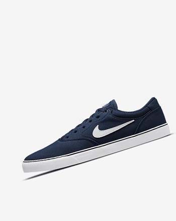 Tenis Para Montar Tabla Nike SB Chron 2 Lona Hombre Azul Marino Azul Marino Negras Blancas | CO2672