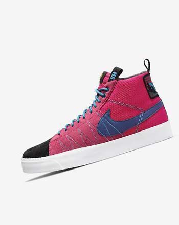 Tenis Para Montar Tabla Nike SB Zoom Blazer Mid PRM Hombre Rosas Azules Azul Real Oscuro Azules | CO5370