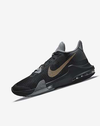 Zapatillas Baloncesto Nike Air Max Impact 3 Mujer Negras Gris Gris Oscuro Metal Doradas | CO4737