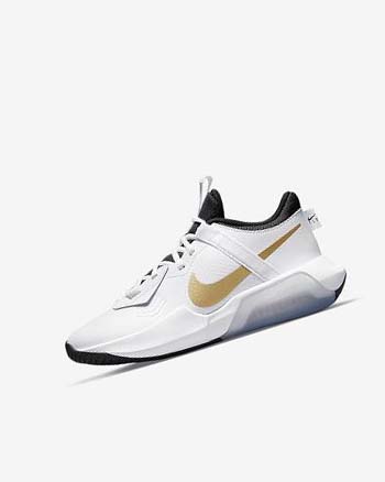 Zapatillas Baloncesto Nike Air Zoom Crossover Niña Blancas Negras Metal Doradas | CO4854