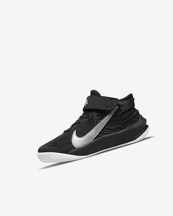 Zapatillas Baloncesto Nike Team Hustle D 10 FlyEase Niña Negras Blancas Metal Plateadas | CO5083