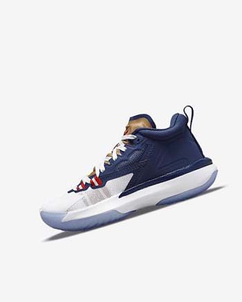 Zapatillas Baloncesto Nike Zion 1 Niño Azules Blancas Metal Doradas Rojas | CO5226