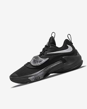 Zapatillas Baloncesto Nike Zoom Freak 3 Mujer Negras Gris Rosas Metal Plateadas | CO3121