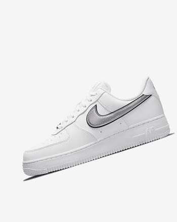 Zapatillas Nike Air Force 1 '07 Essential Mujer Blancas Negras Metal Plateadas | CO2566