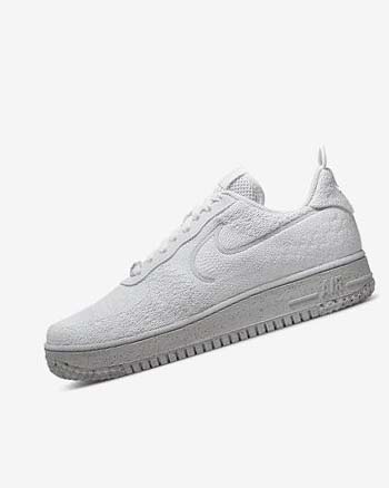 Zapatillas Nike Air Force 1 Crater Flyknit Next Nature Hombre Blancas Blancas Plateadas Blancas | CO4956