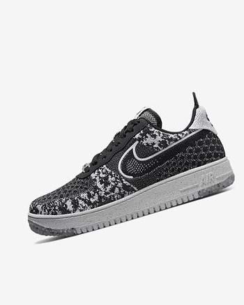 Zapatillas Nike Air Force 1 Crater Flyknit Next Nature Hombre Negras Blancas Plateadas Negras | CO5301