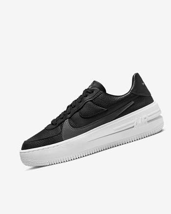 Zapatillas Nike Air Force 1 PLT.AF.ORM Mujer Negras Blancas Negras Gris Oscuro | CO1140