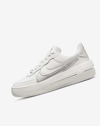 Zapatillas Nike Air Force 1 PLT.AF.ORM Mujer Blancas Gris Metal Plateadas | CO5212