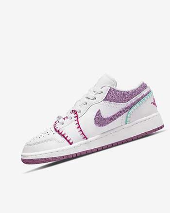 Zapatillas Nike Air Jordan 1 Low SE Niña Blancas Rosas Turquesa Burdeos Claro | CO2521