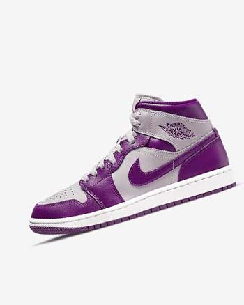Zapatillas Nike Air Jordan 1 Mid Mujer Gris Rojas Moradas | CO2403
