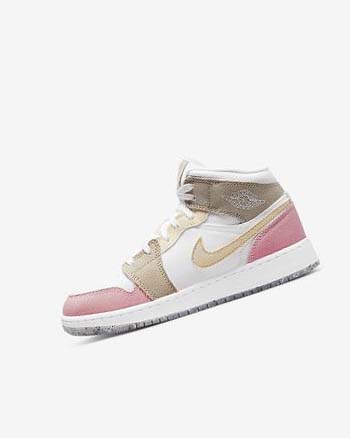 Zapatillas Nike Air Jordan 1 Mid SE Niña Blancas Verde | CO3243
