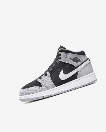 Zapatillas Nike Air Jordan 1 Mid SE Niño Negras Blancas Gris Claro Rojas | CO3025