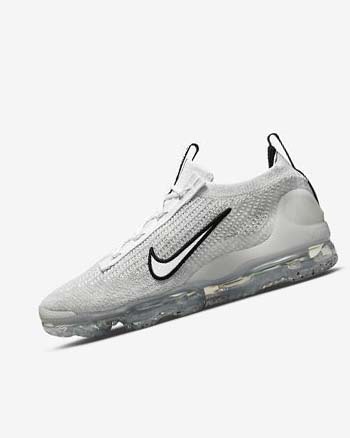 Zapatillas Nike Air VaporMax 2021 FK Hombre Blancas Negras Metal Plateadas Blancas | CO5425