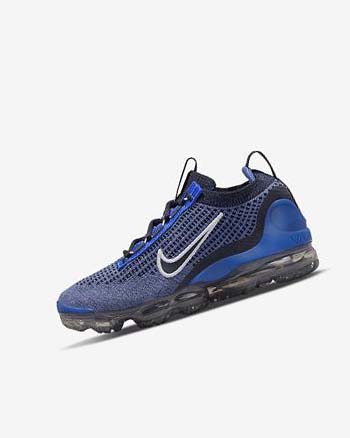 Zapatillas Nike Air VaporMax 2021 FK Niño Azul Real Blancas Gris Oscuro Negras | CO2218