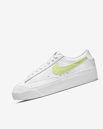 Zapatillas Nike Blazer Low Plataforma Mujer Blancas Blancas Negras Limón Claro | CO1128