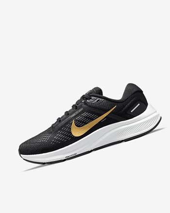 Zapatillas Running Nike Air Zoom Structure 24 Mujer Negras Gris Oscuro Metal Doradas | CO2714