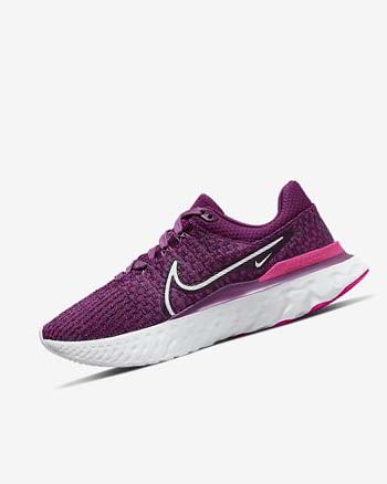 Zapatillas Running Nike React Infinity Run Flyknit 3 Mujer Burdeos Claro Rosas Blancas | CO2773