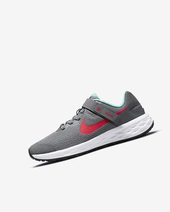 Zapatillas Running Nike Revolution 6 FlyEase Niña Gris Turquesa Rojas | CO2601
