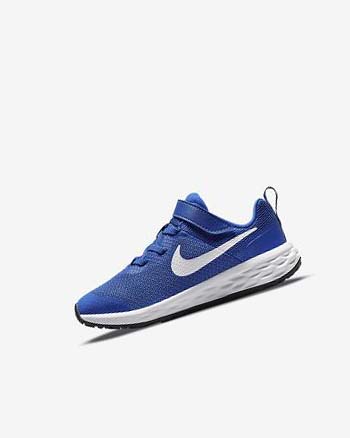 Zapatillas Running Nike Revolution 6 Niño Azul Real Negras Blancas | CO2636