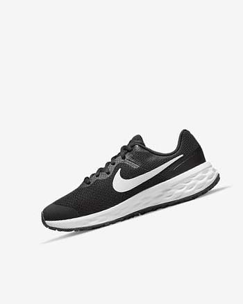 Zapatillas Running Nike Revolution 6 Niña Negras Gris Oscuro Blancas | CO2694