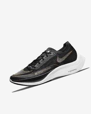 Zapatillas Running Nike ZoomX Vaporfly Next% 2 Mujer Negras Metal Doradas Blancas | CO2475
