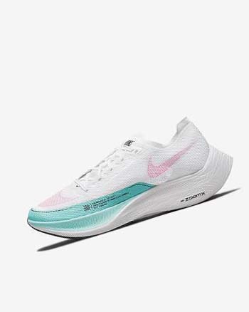 Zapatillas Running Nike ZoomX Vaporfly Next% 2 Hombre Blancas Turquesa Rosas | CO2872