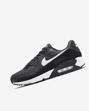 Zapatos Casuales Nike Air Max 90 Hombre Gris Gris Oscuro Negras Blancas | CO3049