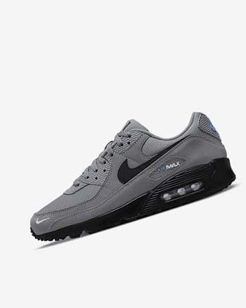 Zapatos Casuales Nike Air Max 90 Hombre Gris Azules Claro Metal Plateadas Negras | CO5537
