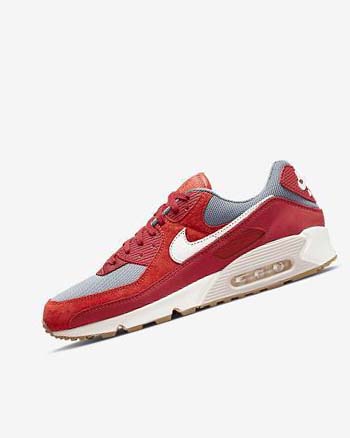 Zapatos Casuales Nike Air Max 90 Premium Hombre Rojas Rojas Gris Blancas | CO4786