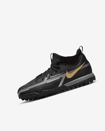 Zapatos De Fútbol Nike Jr. Phantom GT2 Academy Dynamic Fit TF Niña Negras Metal Doradas Gris Oscuro Metal Gris Oscuro | CO2746