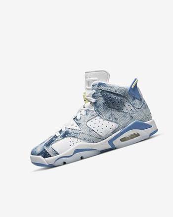 Zapatos Nike Air Jordan 6 Retro Niño Blancas Negras Azules | CO2388