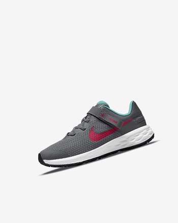 Zapatos Nike Revolution 6 FlyEase Niña Gris Turquesa Rojas | CO3094