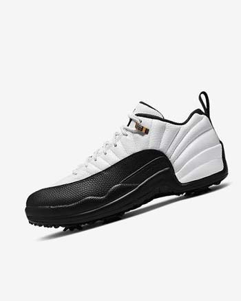 Zapatos de Golf Nike Air Jordan XII Low Hombre Blancas Metal Doradas Negras | CO2266