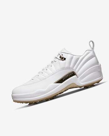 Zapatos de Golf Nike Jordan XII G Hombre Blancas Metal Doradas Blancas | CO4921