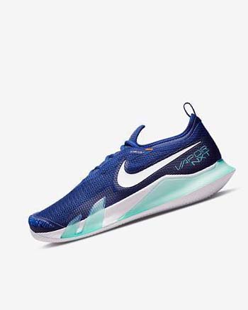 Zapatos de Tenis Nike Court React Vapor NXT Hombre Azul Real Oscuro Azules Turquesa Naranjas Blancas | CO4640