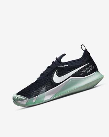 Zapatos de Tenis Nike Court React Vapor NXT Mujer Obsidian Verde Menta Blancas | CO5499
