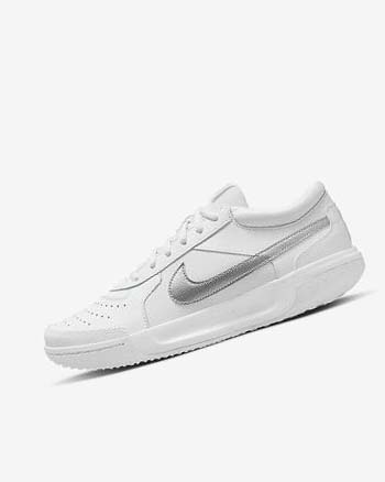 Zapatos de Tenis Nike Court Zoom Lite 3 Mujer Blancas Metal Plateadas | CO5583