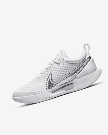 Zapatos de Tenis Nike Court Zoom Pro Mujer Blancas Metal Plateadas | CO3124
