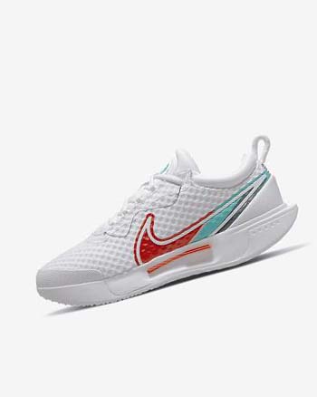 Zapatos de Tenis Nike Court Zoom Pro Mujer Blancas Rojas Burdeos Turquesa | CO3280